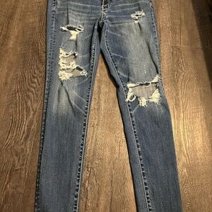 American Eagle Outfitters Ripped Blue Skinny Jeans